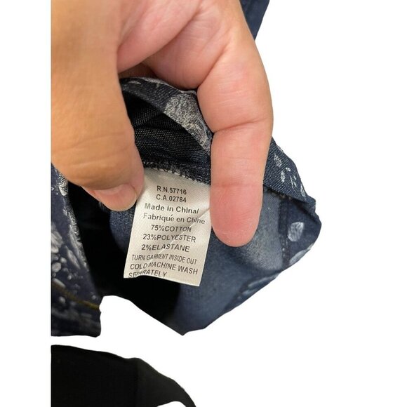 Papillon Denim Floral Mini Dress Full Zip Closure With Pockets Size M - Picture 4 of 6